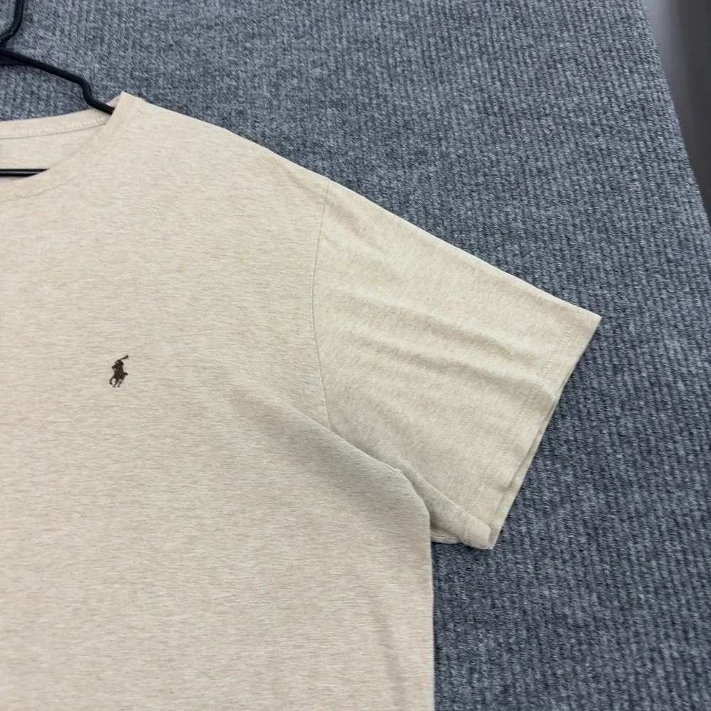 Polo Ralph Lauren T Shirt Mens XL Beige Cotton Short Sleeve Crew Neck Casual